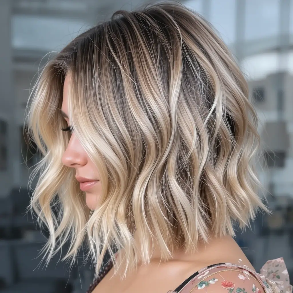 Wavy Shag with Deep Side Part