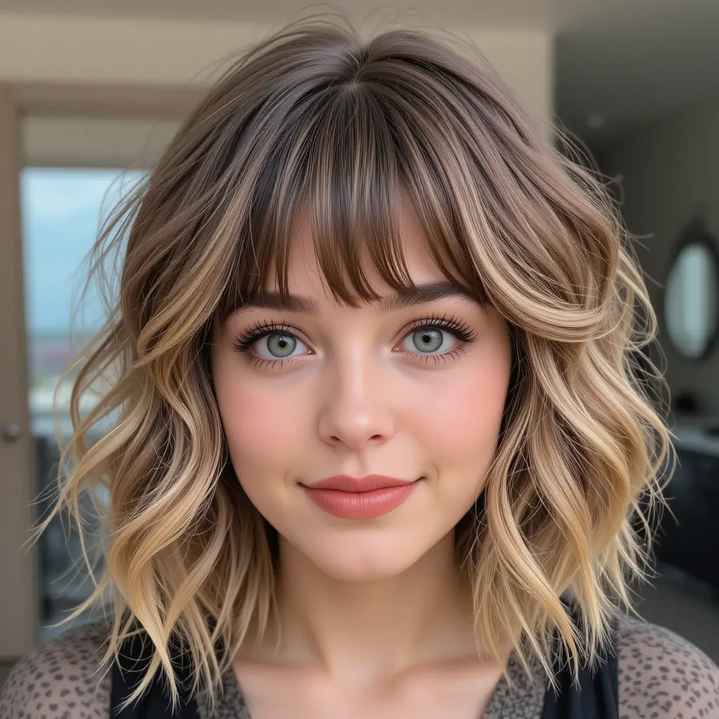 Wavy Shag with Soft Bangs