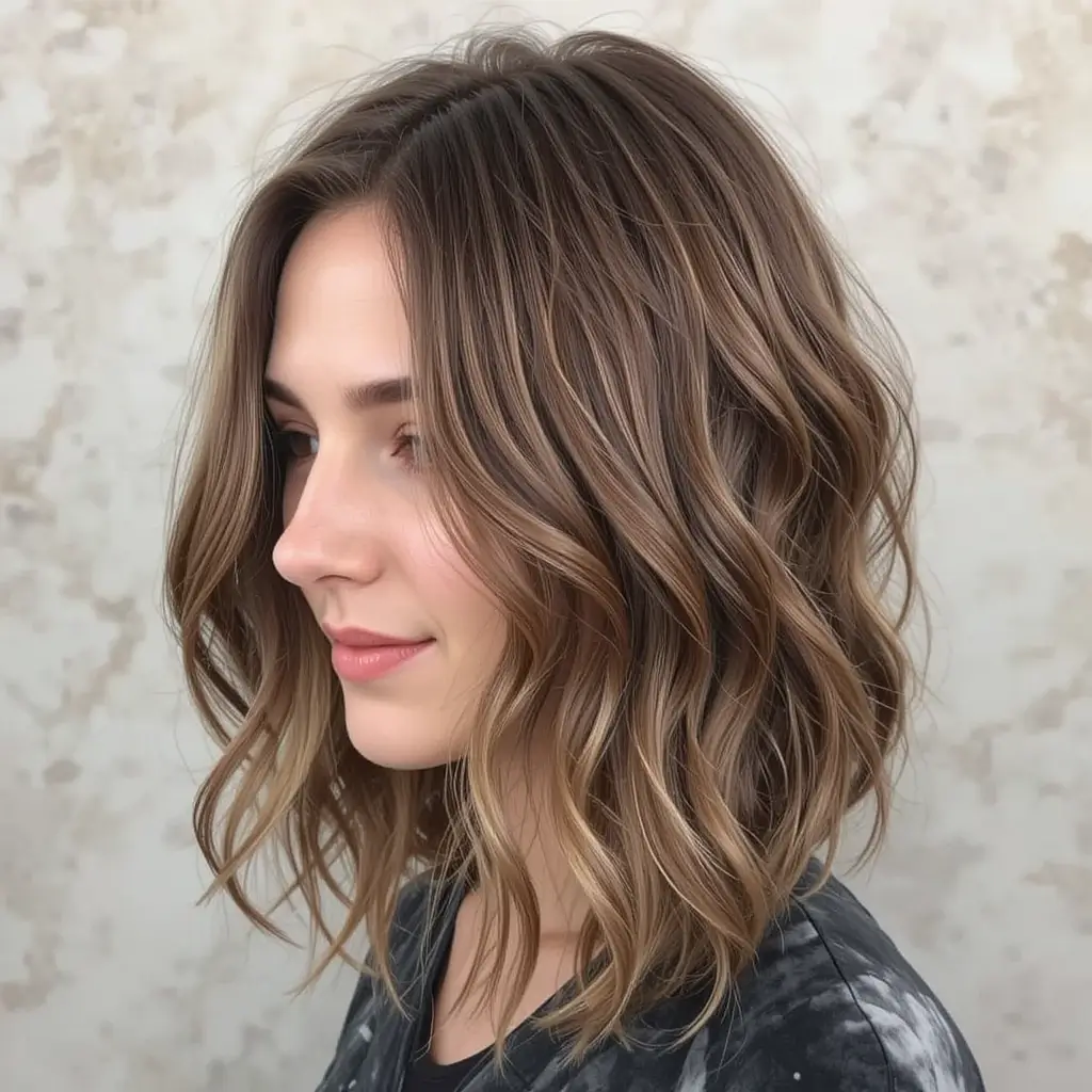 Wavy Soft Mullet with Middle Part