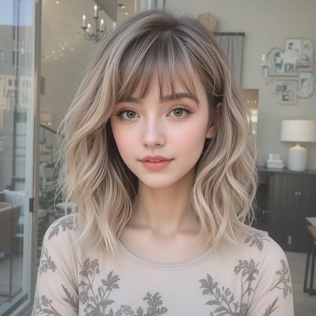 Wavy Wolf Cut With Side Swept Bangs