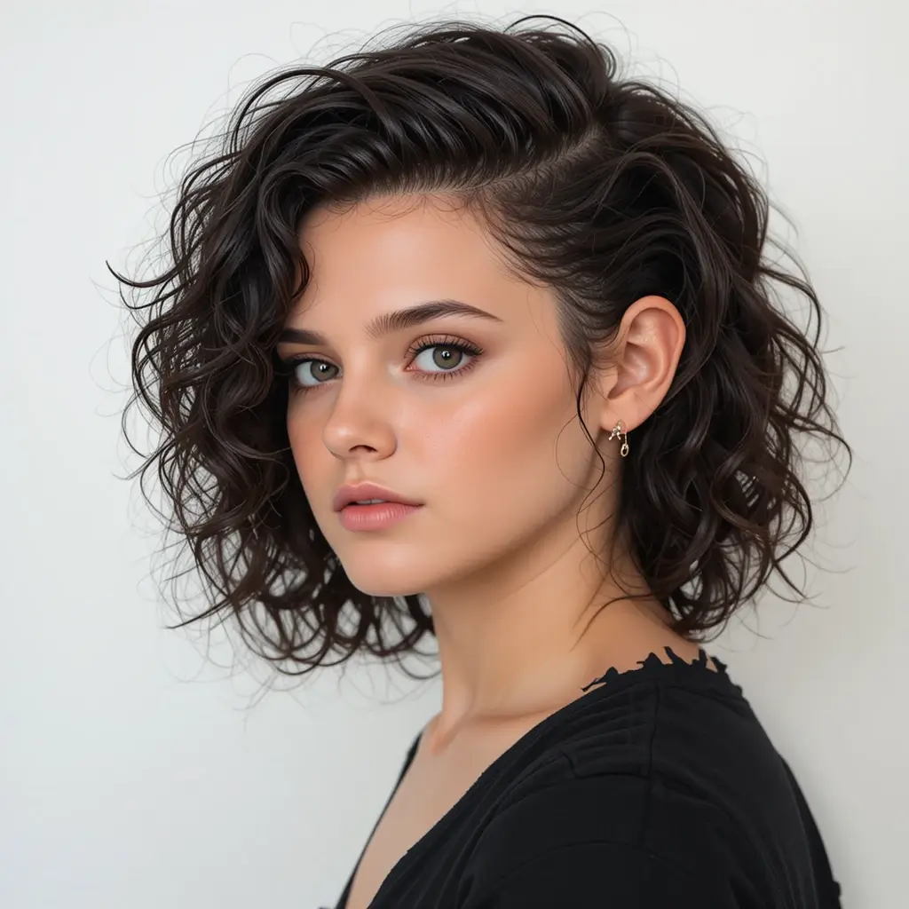 Wet Look Curly Wolf Cut