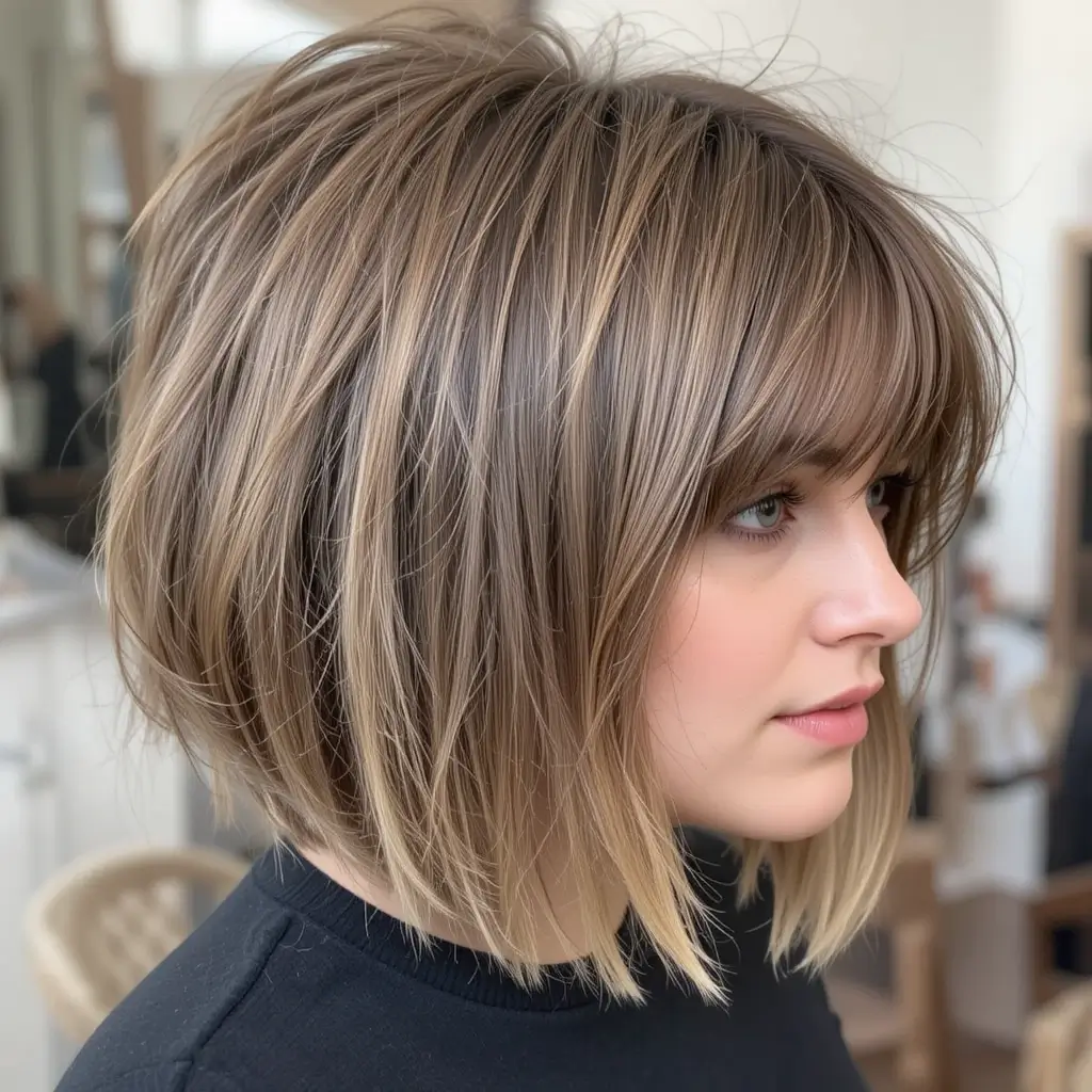 Wolf Cut Bob with Curtain Bangs