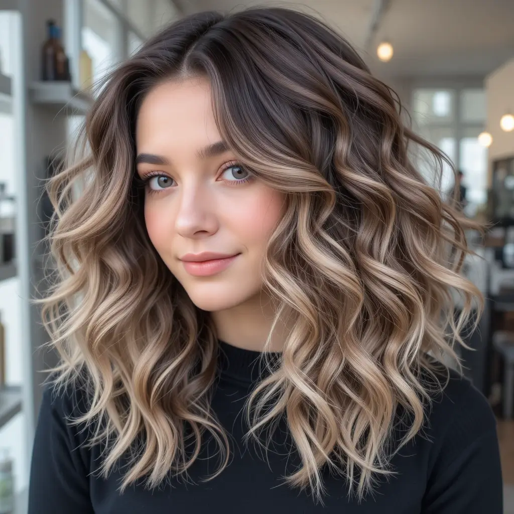 . Wolf Cut for Loose Curls with Highlights