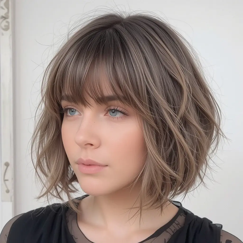 Wolf Cut with Curtain Bangs