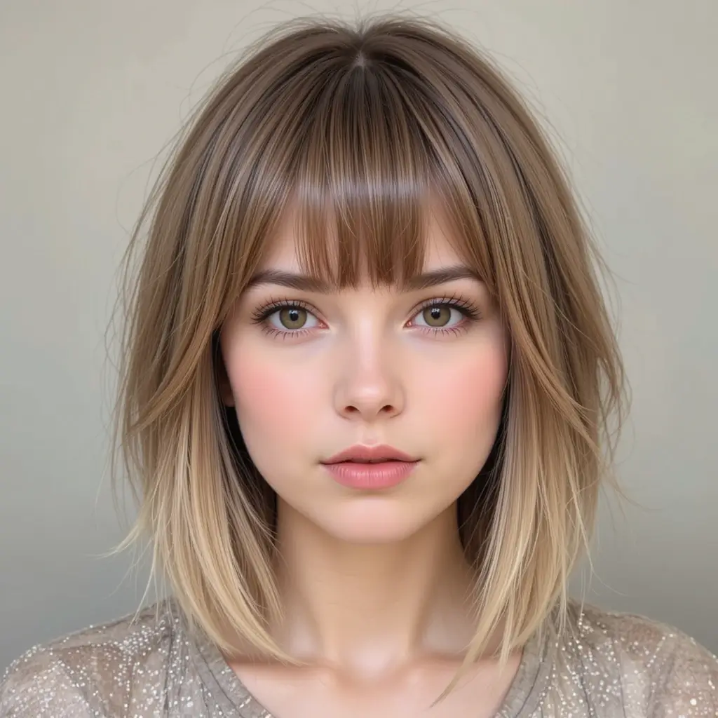 Wolf Cut with Curtain Bangs for Thin Hair
