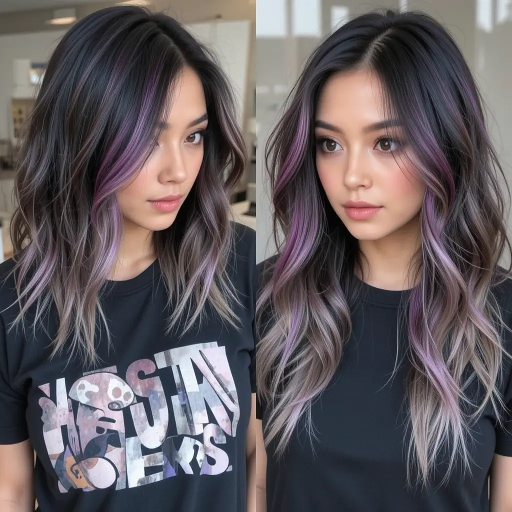 dark hair color ideas with peekaboo