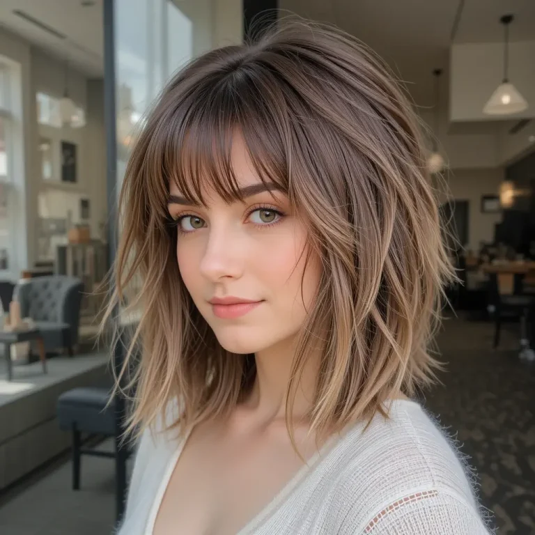 shaggy wolf cut with bangs