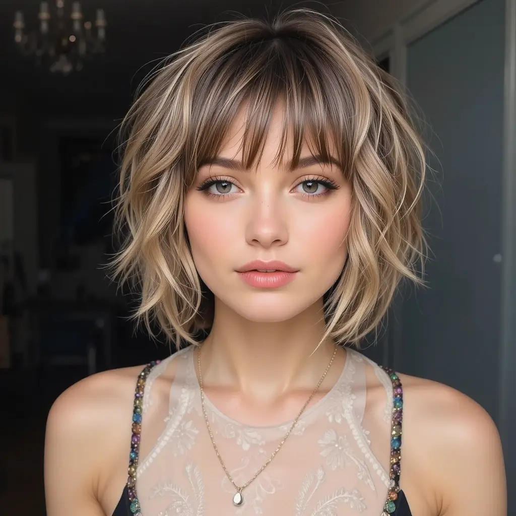 short shag with bangs