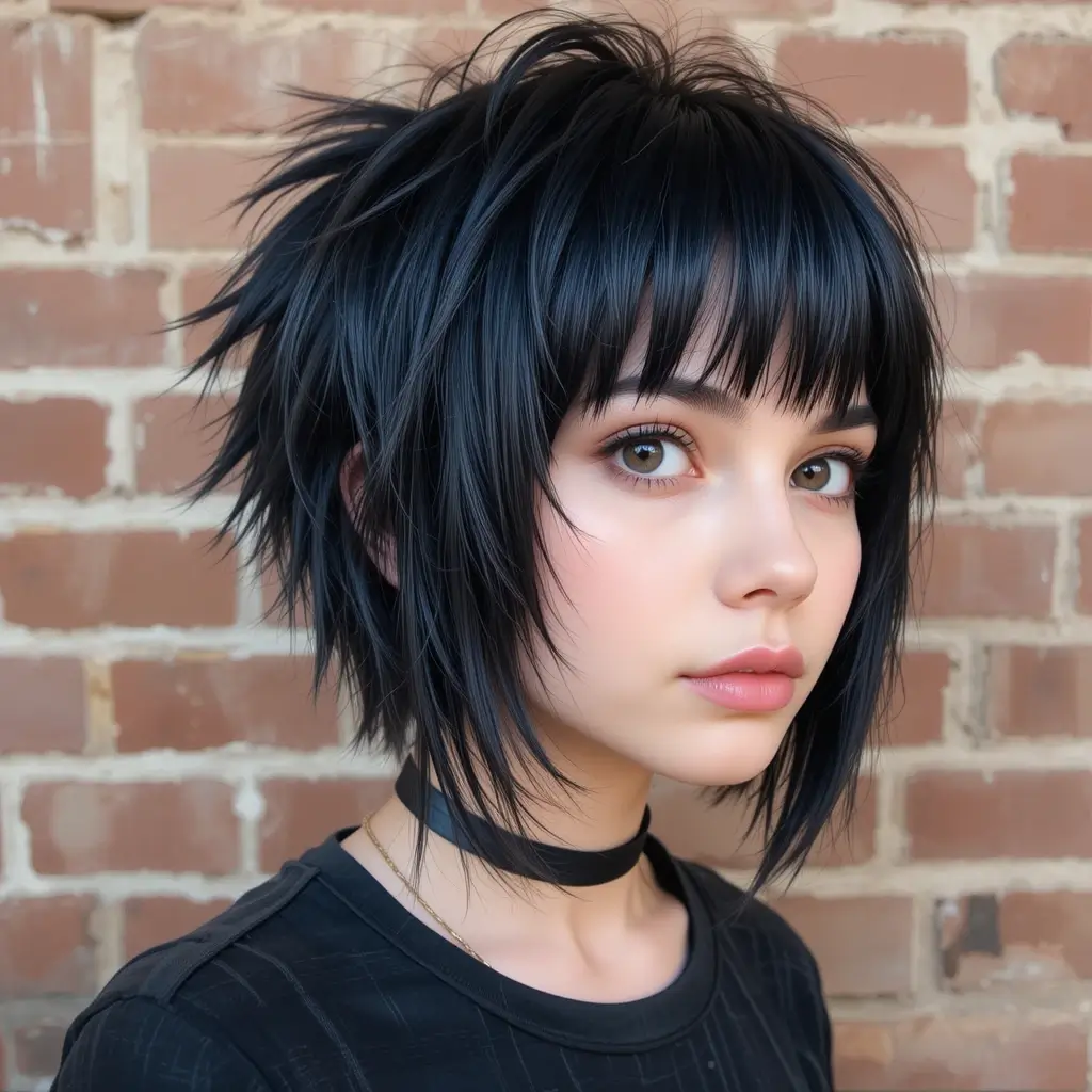 unk Inspired Short Wolf Cut With Micro Curtain Bangs