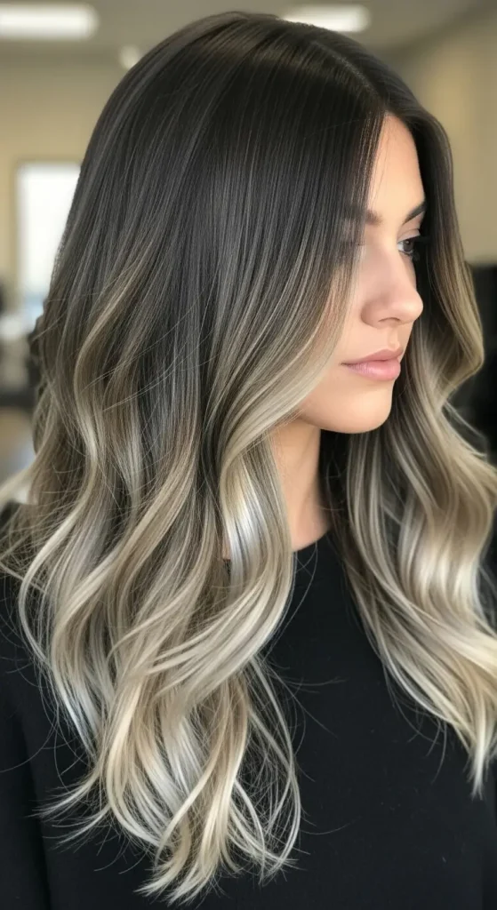  Ash Brown Balayage on Dark Brown Hair
