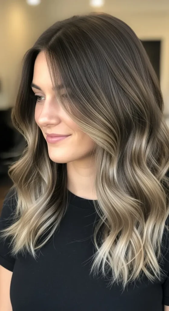 Ash-Caramel Blend on Chocolate Hair
