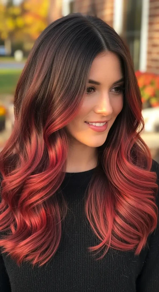 Auburn Balayage for a Fiery Touch