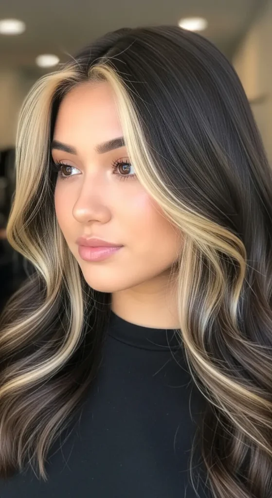 Balayage Blonde Highlights on Dark Brown Hair