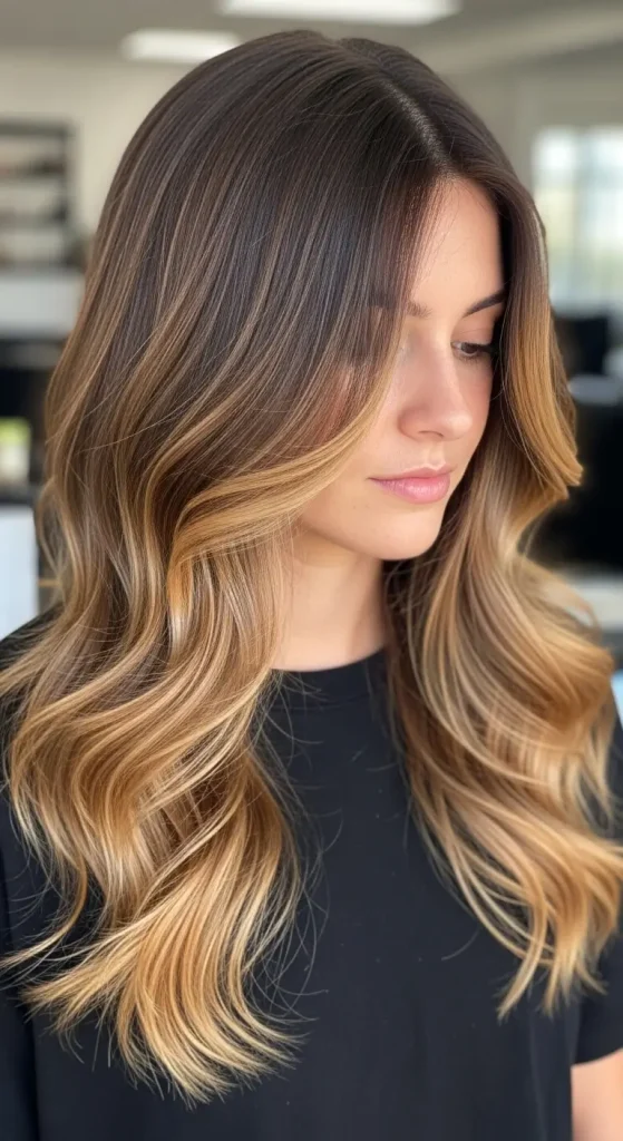 Balayage Chocolate Brown with Caramel Tones