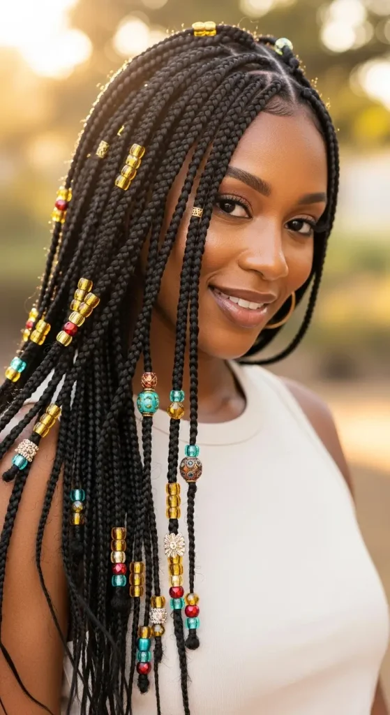 Box Braids with Beads