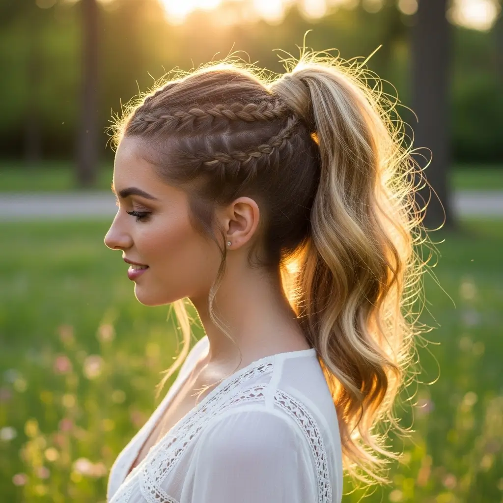 Braided Crown Ponytail