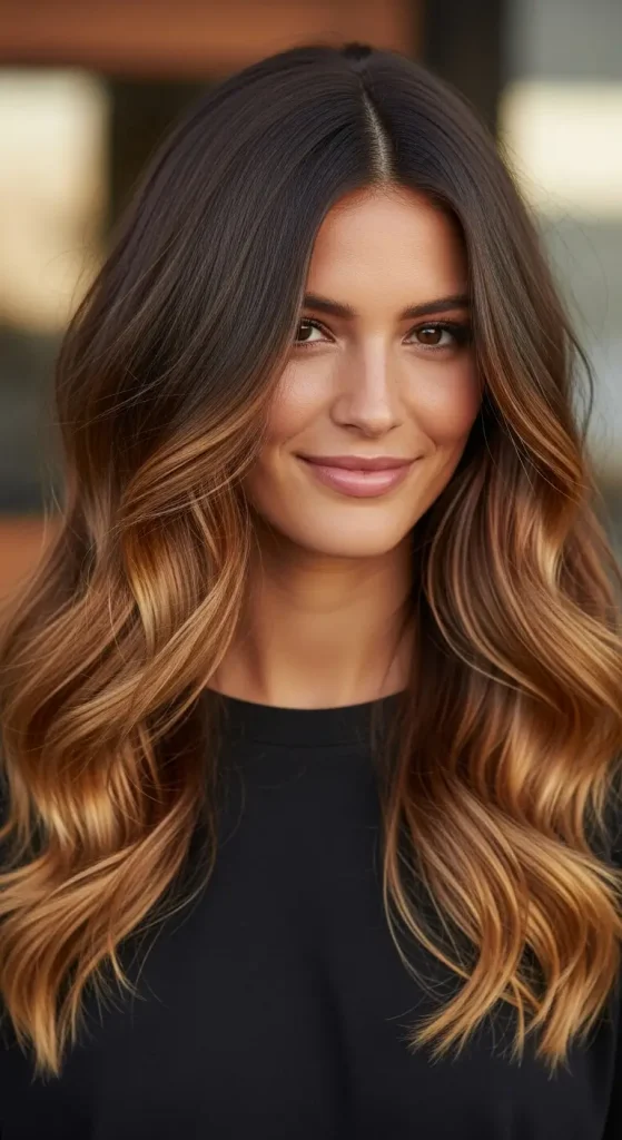 . Caramel Ombre on Chocolate Brown Hair