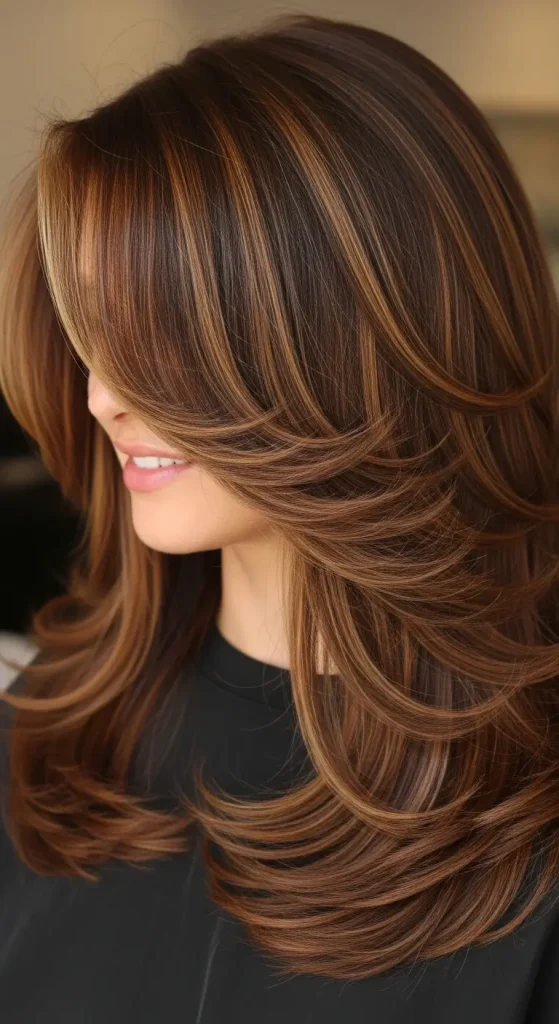 Caramel Streaks with Layered Haircut