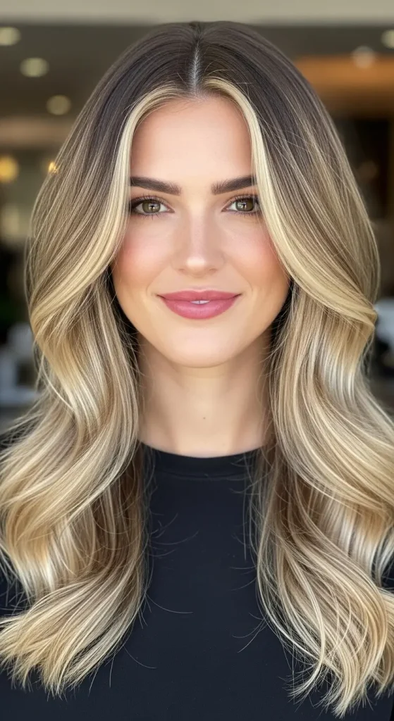 Champagne Blonde Money Piece with Chocolate Brown Base