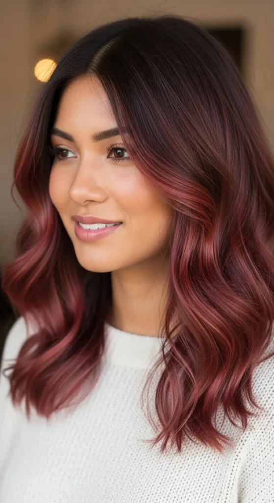 Chocolate Brown with Cherry Red Ombre