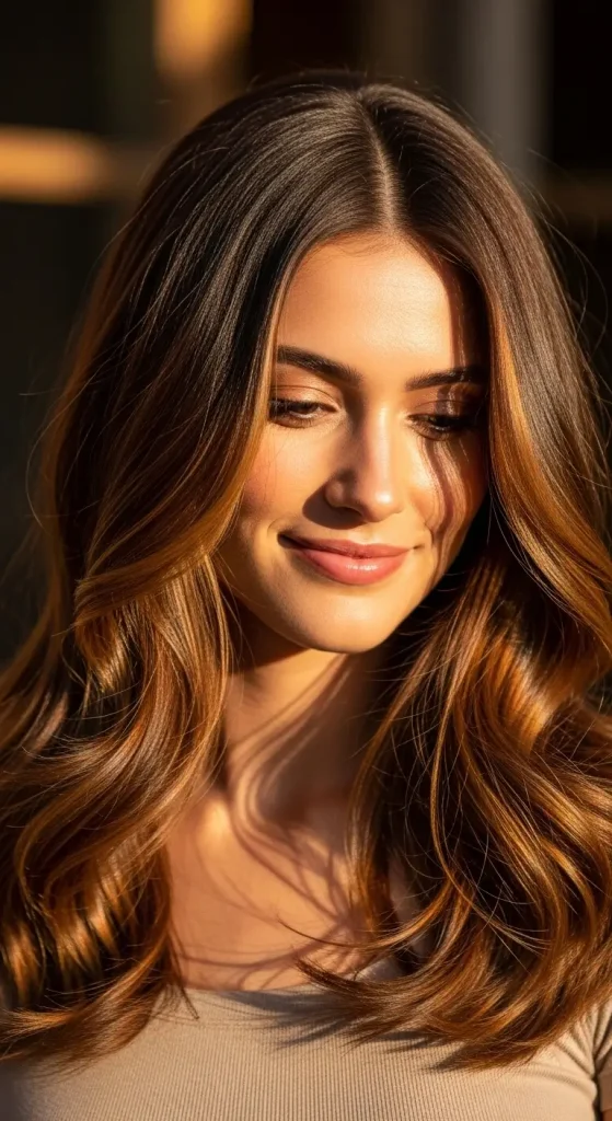 Chocolate Brown with Golden Caramel Highlights