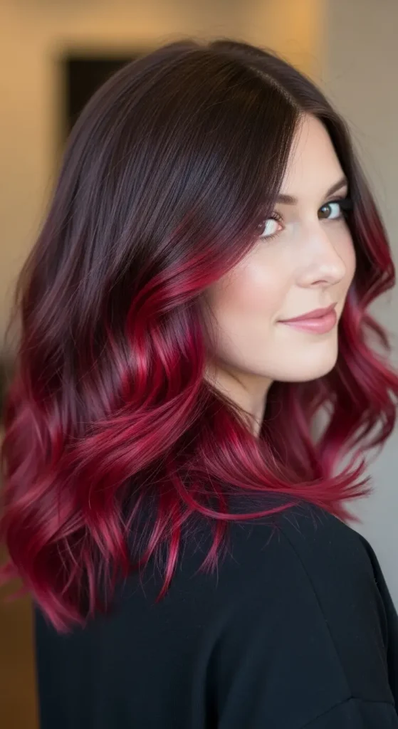 Chocolate Brown with Red Violet Balayage