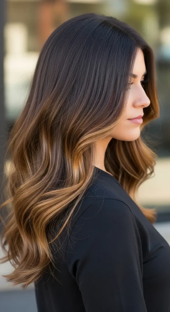  Classic Dark Brown Hair with Caramel Balayage