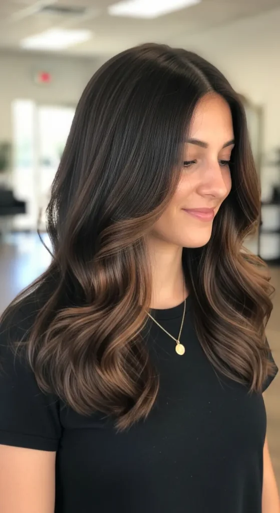 Classic Dark Brown Hair with Chestnut Lowlights