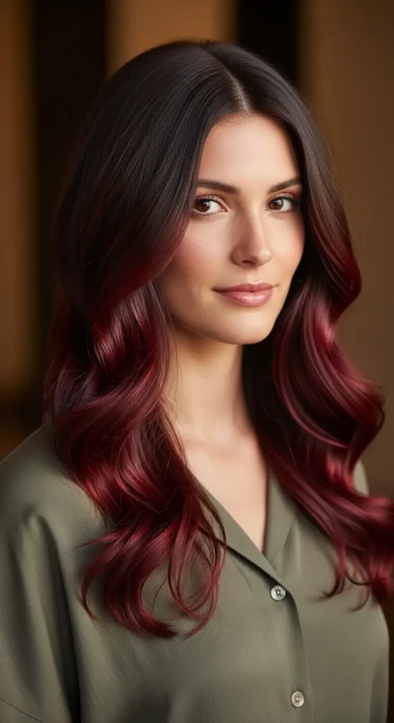 Cool Chocolate Brown with Cherry Red Undertones