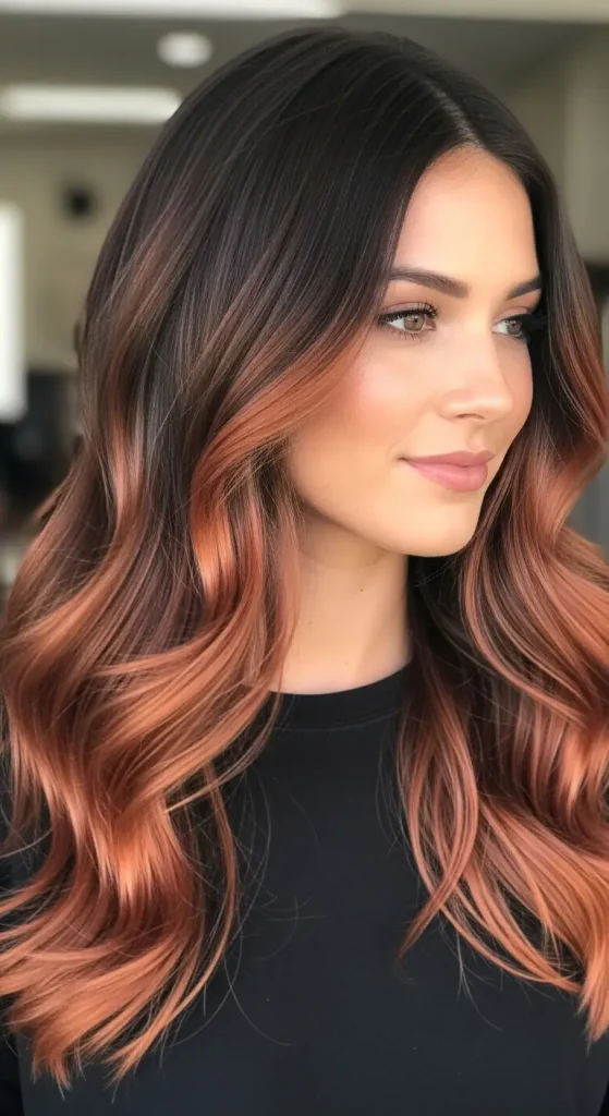 Copper Balayage on Dark Brown Hair