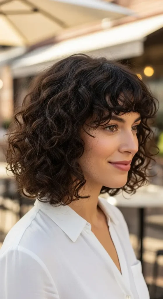  Curly Bob with Bangs