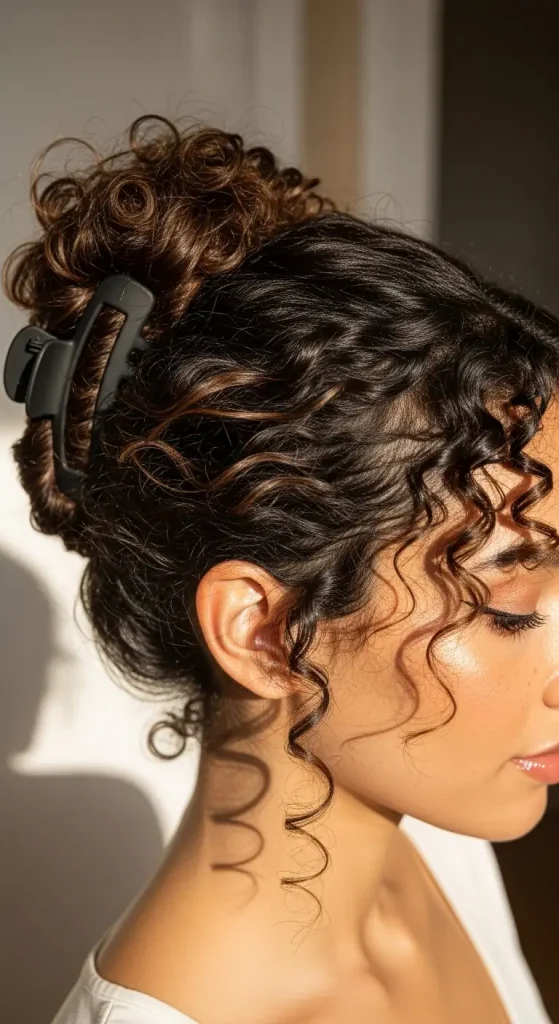 Curly Claw Clip Updo
