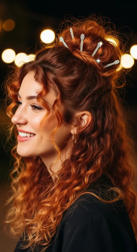 Curly Half-Up Bun