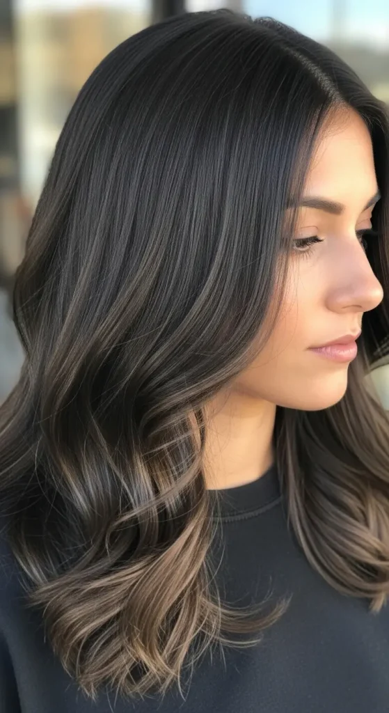 Dark Brown Hair with Ash Brown Lowlights