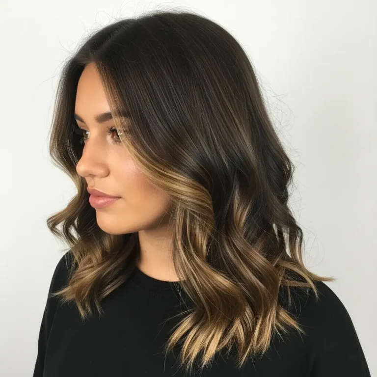 Dark Brown Hair with Caramel Highlights