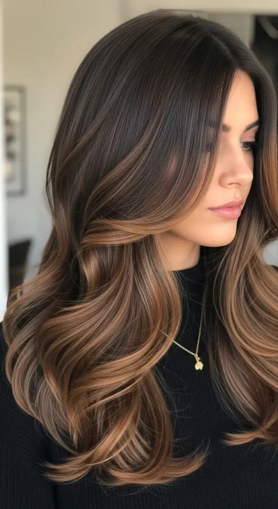  Dark Brown Hair with Chestnut and Caramel Blend