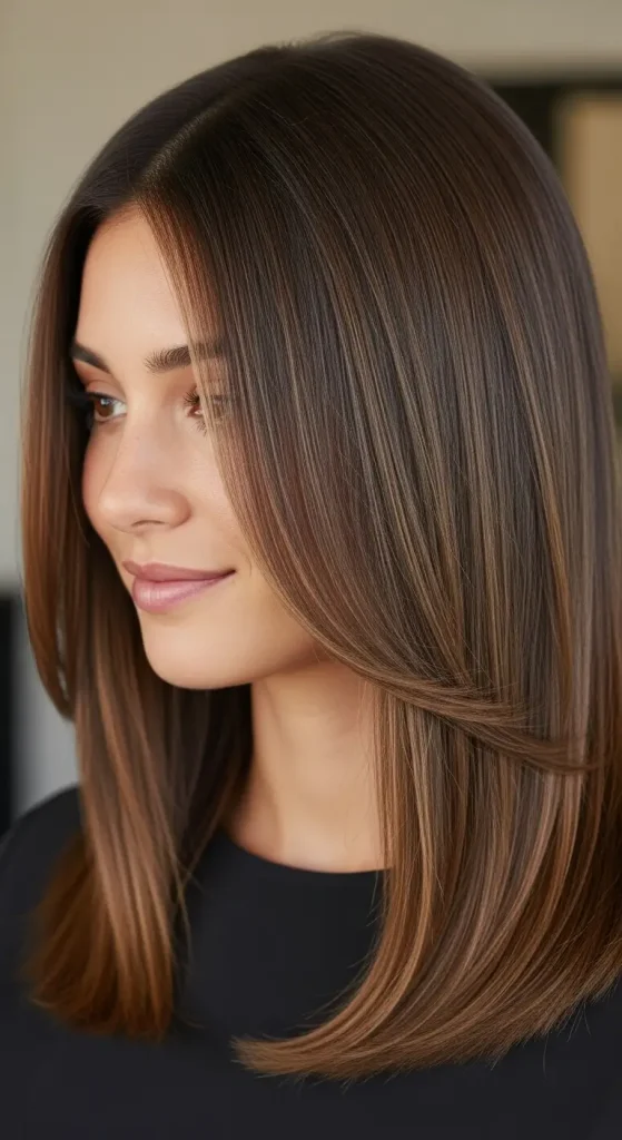 Dark Brown Hair with Coffee Lowlights