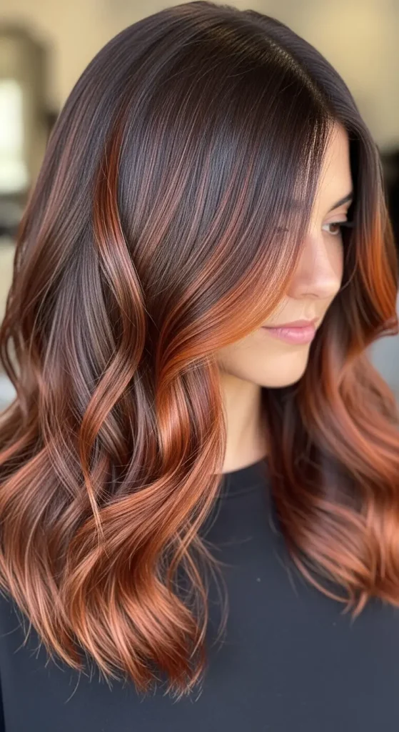 . Dark Brown Hair with Copper Lowlights