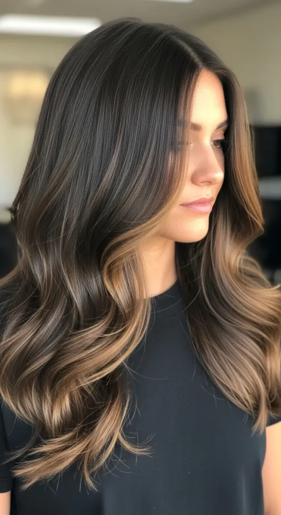  Dark Brown Hair with Honey Lowlights