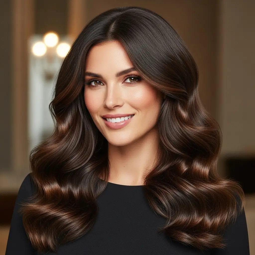 Dark Brown Hair with Lowlights