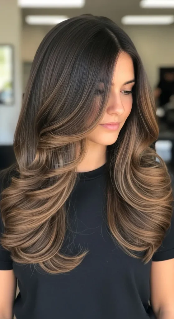 Dark Brown Hair with Mocha Lowlights