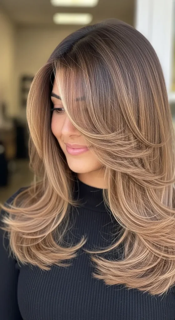 Dark Brown Ombre with Caramel Fade