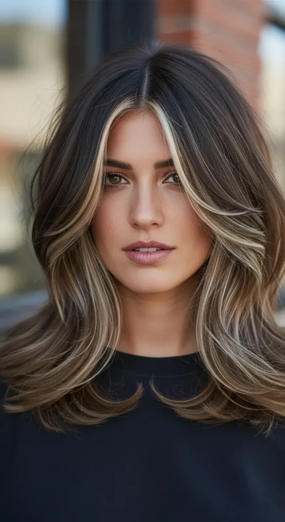 Dark Brown with Ash Blonde Streaks