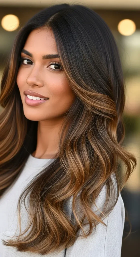 Dark Brown with Honey Balayage