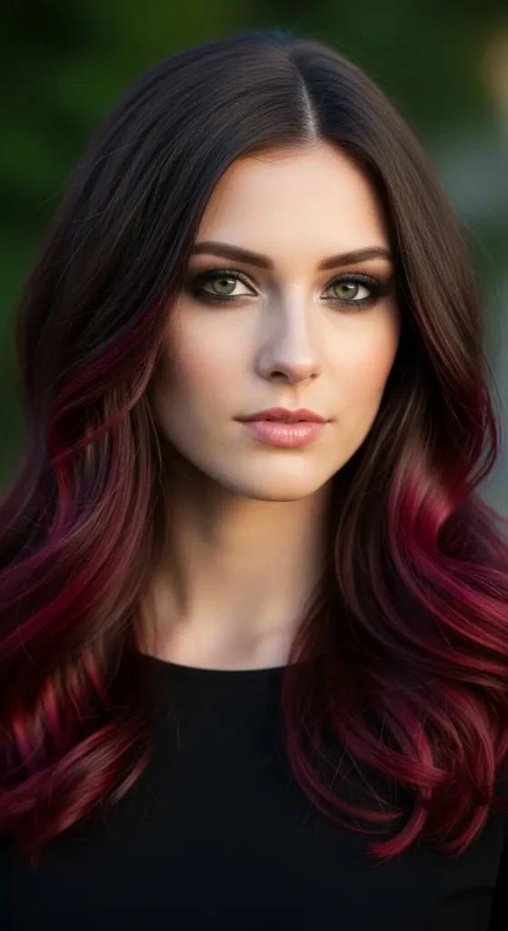  Dark Chocolate Brown with Crimson Highlights