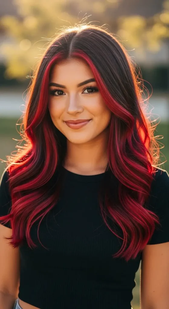 Deep Chocolate Brown with Fiery Red Highlights