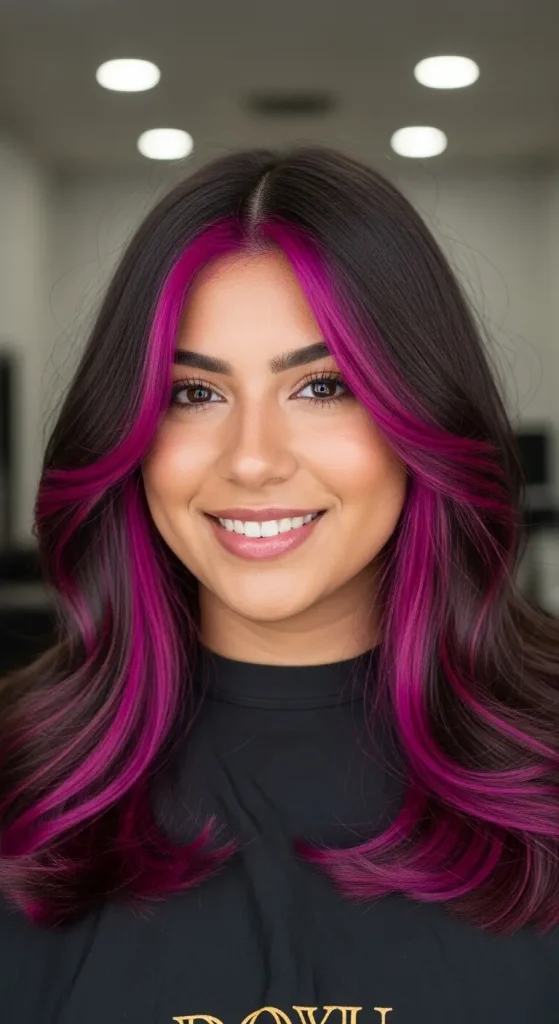 Deep Chocolate Brown with Magenta Highlights