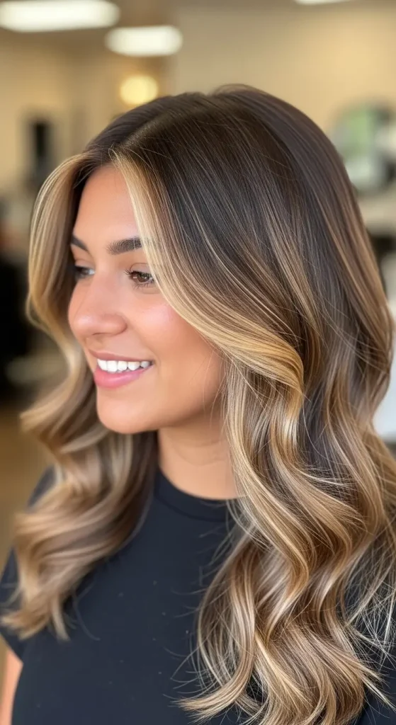 Dimensional Balayage with Bright Money Piece