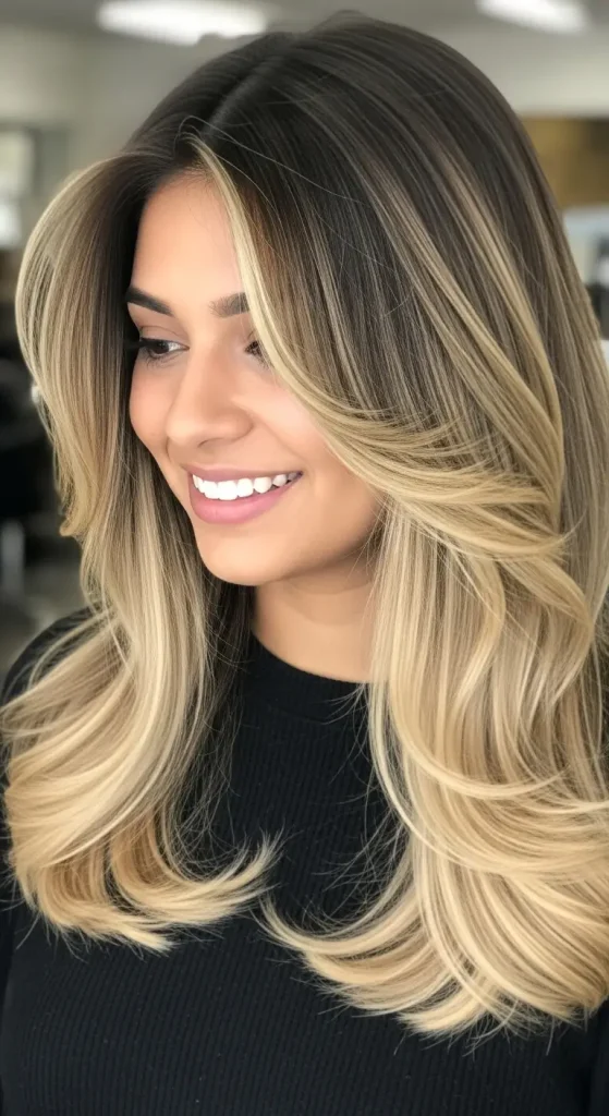 Dimensional Blonde Balayage on Dark Brown Hair