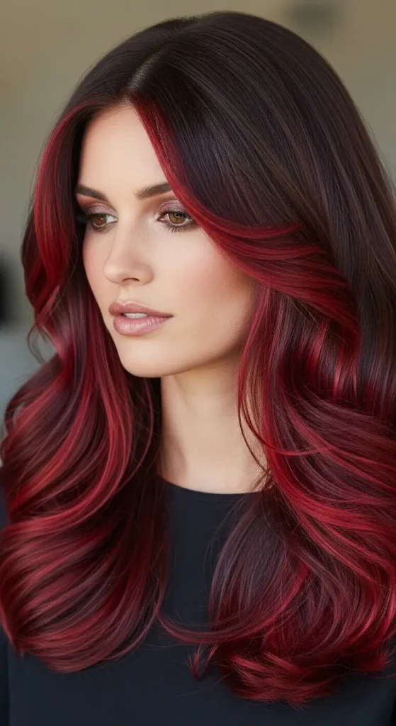  Dimensional Chocolate Brown with Red and Burgundy Hues